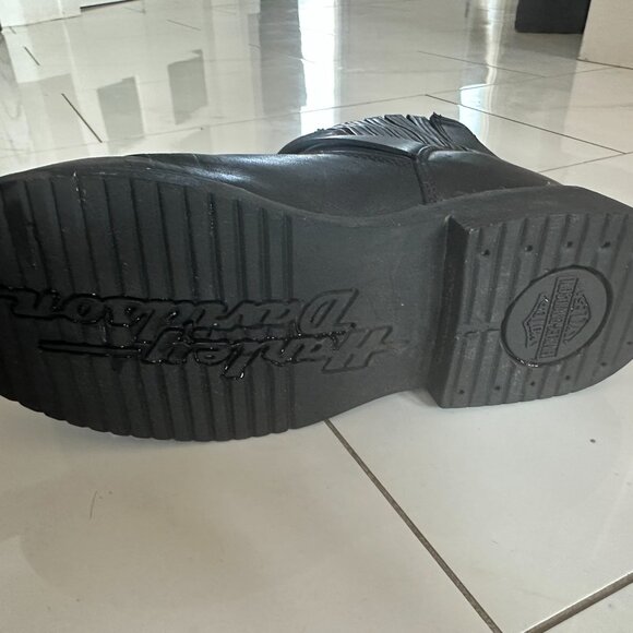 AUTHENTIC HARLEY DAVIDSON MEN'S BLACK LEATHER ANKLE RIDING BOOTS (SIZE 8) - Picture 4 of 6